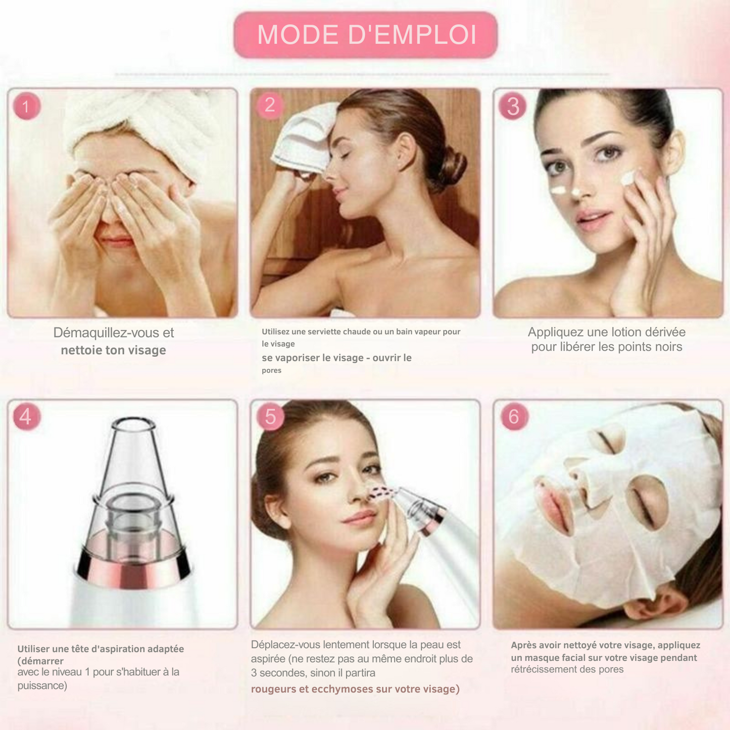 Appareil de Nettoyage des Pores – Aspirateur de Points Noirs pour Soins du Visage à Domicile