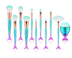 Set de 11 Pinceaux Maquillage Sirène – Complet & Élégant